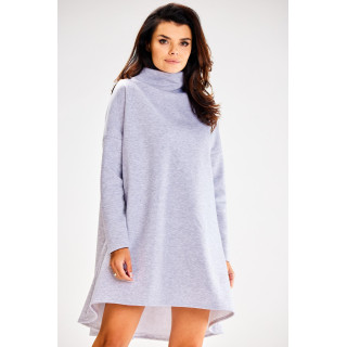 Siva ohlapna obleka z želvo