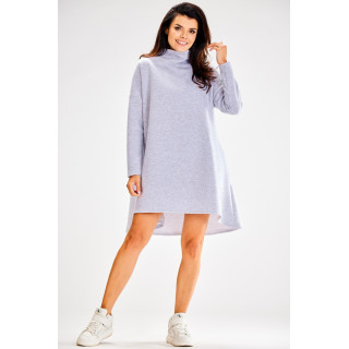 Siva ohlapna obleka z želvo