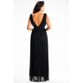 Črna ženska sijoča maxi obleka