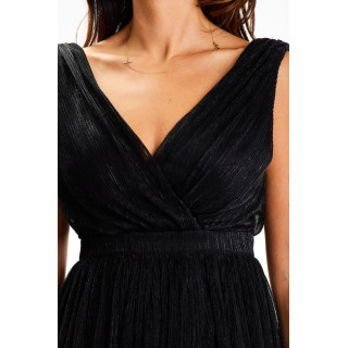 Črna ženska sijoča maxi obleka