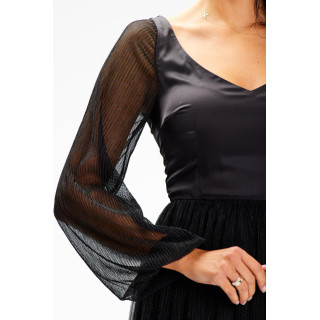 Ženska sijoča črna maxi obleka