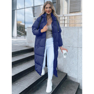 Temno modra dolga zimska jakna