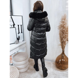 Črna dolga ženska jakna s šivi