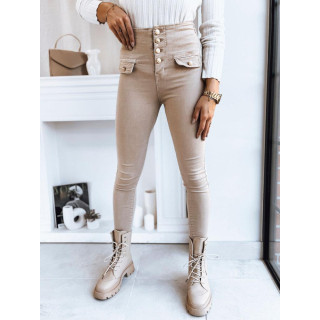 Svetlo bež ženske kavbojke z visokim pasom