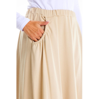Žensko bež maxi krilo z elastiko v pasu