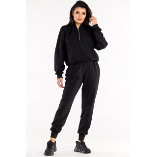 Črn ženski pulover z ovratnikom