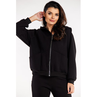 Črn ohlapen ženski pulover