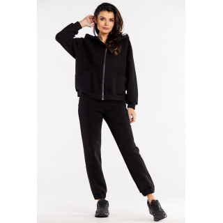 Črn ohlapen ženski pulover