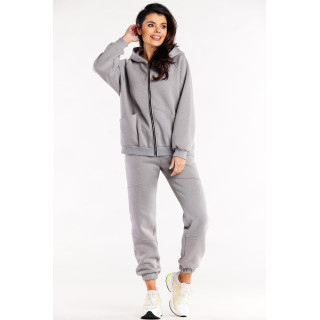 Ohlapen siv pulover z zadrgo