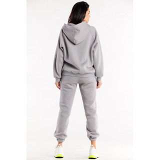 Ohlapen siv pulover z zadrgo