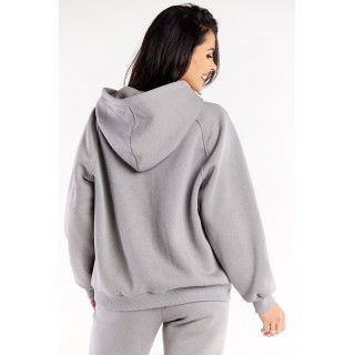 Ohlapen siv pulover z zadrgo