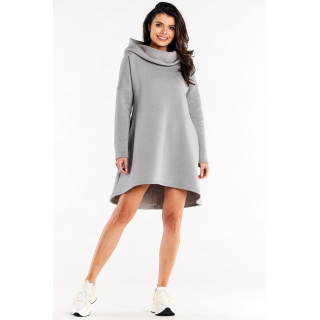 Ženska trapezasta obleka s kapuco