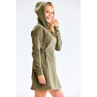 Ženska kaki obleka s kapuco