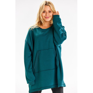 Oversize pulover v zeleni barvi