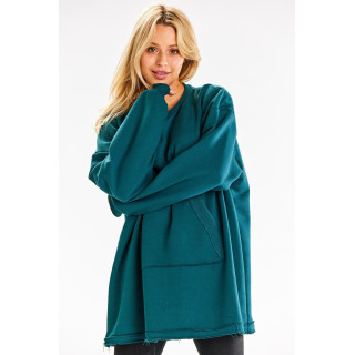 Oversize pulover v zeleni barvi