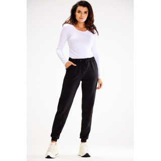 Ženske ohlapne trenirke črne barve