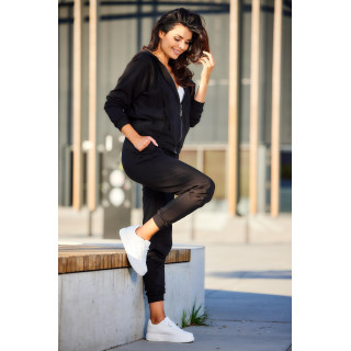 Ženske ohlapne trenirke črne barve