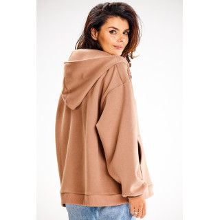 Bež ohlapen pulover z zadrgo