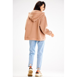 Bež ohlapen pulover z zadrgo