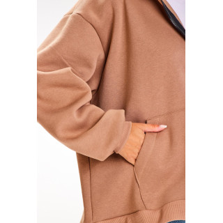 Bež ohlapen pulover z zadrgo