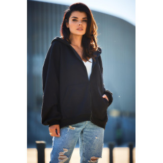 Ohlapen črn pulover z zadrgo