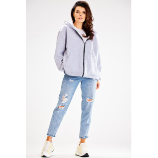 Ženski ohlapen pulover v sivi barvi