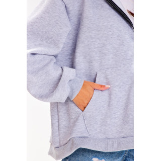 Ženski ohlapen pulover v sivi barvi