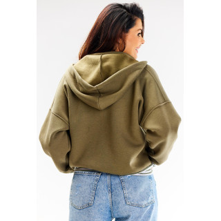 Kratek kaki pulover z belimi manšetami