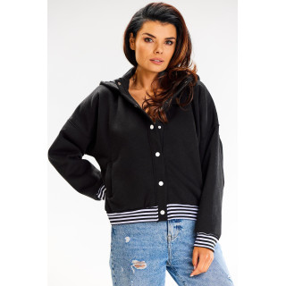 Ženska črna jopica z belimi manšetami