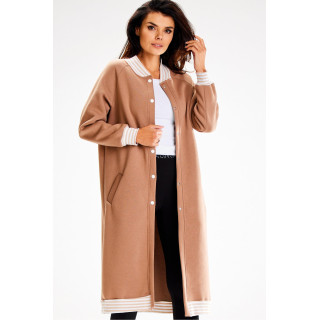 Bež dolga majica z belimi manšetami