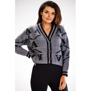 Kratek sivo-črn ženski pulover