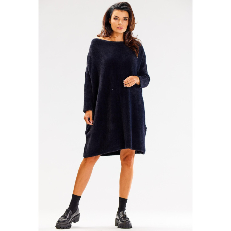 Črn ženski oversize pulover