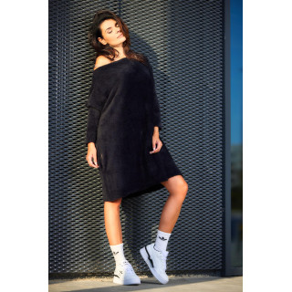 Črn ženski oversize pulover