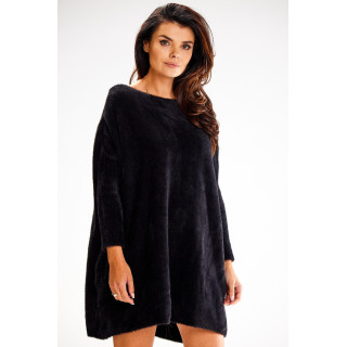 Črn ženski oversize pulover