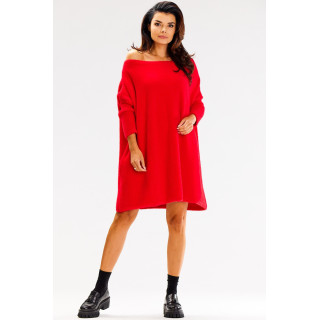 Oversize rdeč ženski pulover