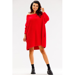 Oversize rdeč ženski pulover