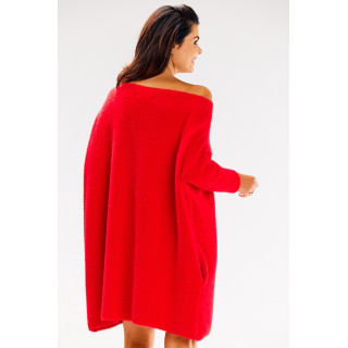 Oversize rdeč ženski pulover