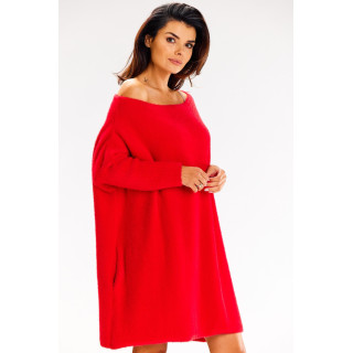 Oversize rdeč ženski pulover