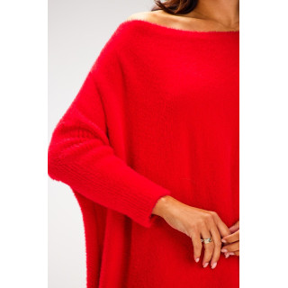 Oversize rdeč ženski pulover