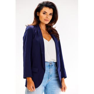 Temno modra ženska jakna brez zapenjanja