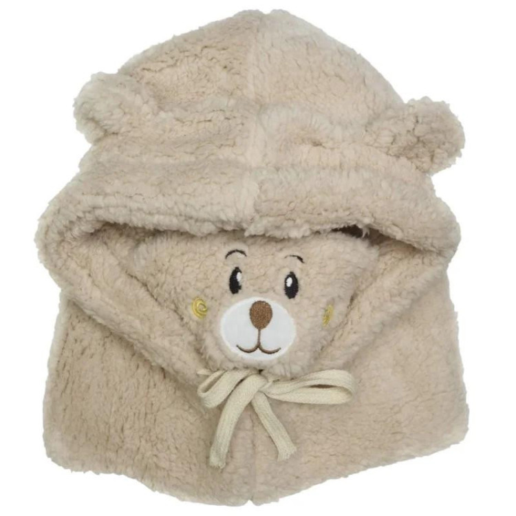 Plišasta rjava kapa z ušesi