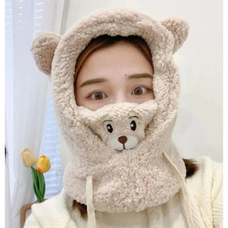 Krem ženska kapa z ušesi