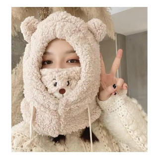 Krem ženska kapa z ušesi