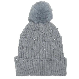 Zimska siva kapa z biseri