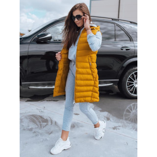 Rumen prešit telovnik s kapuco za ženske