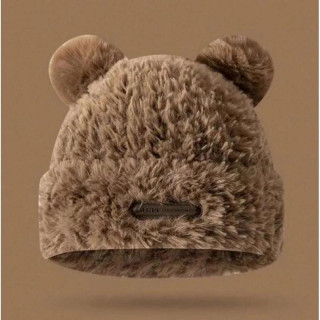 Rjava plišasta kapa z medvedjimi ušesi