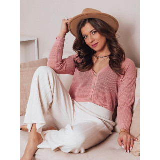 Ažur ženski pulover v barvi breskve