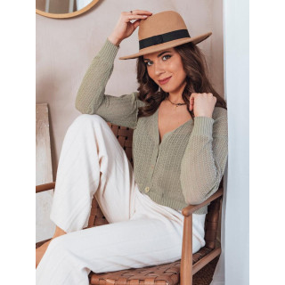 Olivno odprt ženski pulover