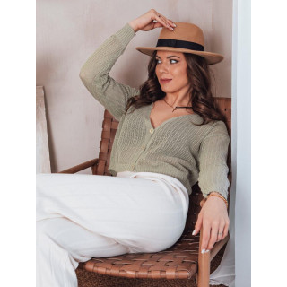 Olivno odprt ženski pulover