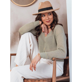 Olivno odprt ženski pulover